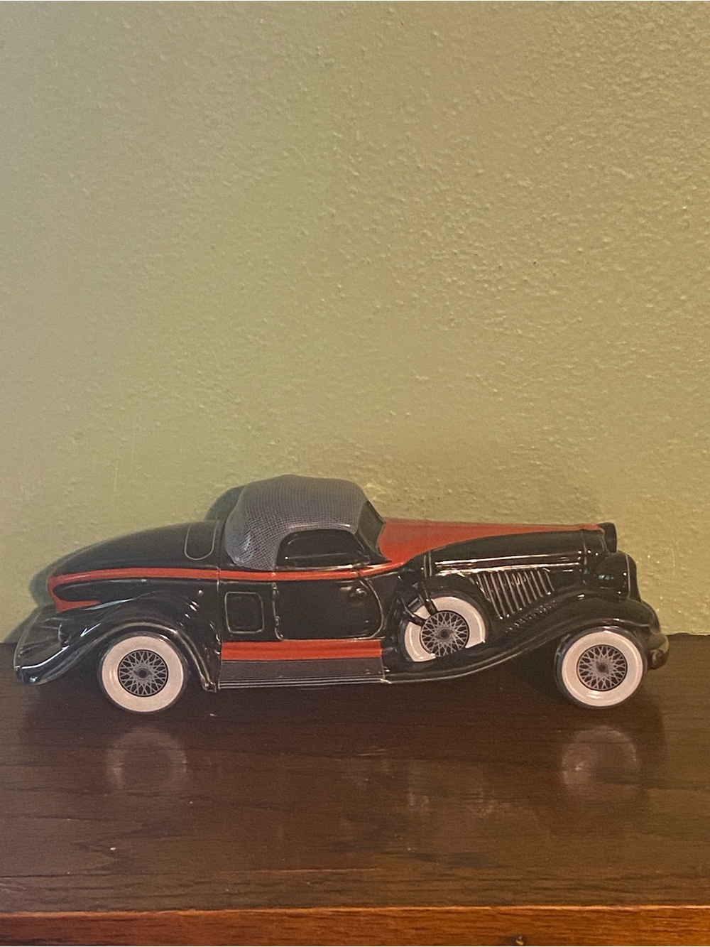 Classic Black and Red Decorative Vintage Car Accent